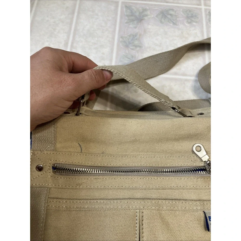 Vintage Y2k Tan Canvas Messenger Bag Cargo Utility Hobo Shoulder Purse BUM Cargo